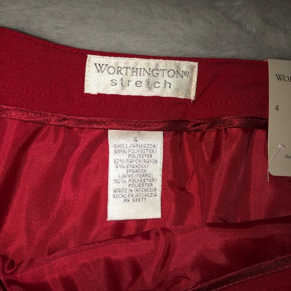 NWT! Worthington Skirt Red Pleated Pencil Career - Picture 7 of 12